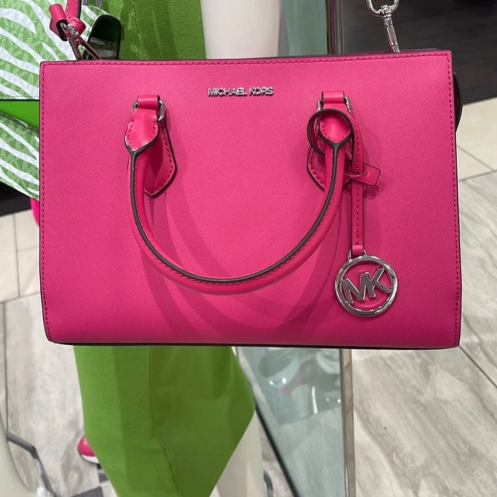 Michaela Kors Sheila Medium Faux Saffiano Leather Satchel
Dragonfruit 
NWT - Picture 2 of 16